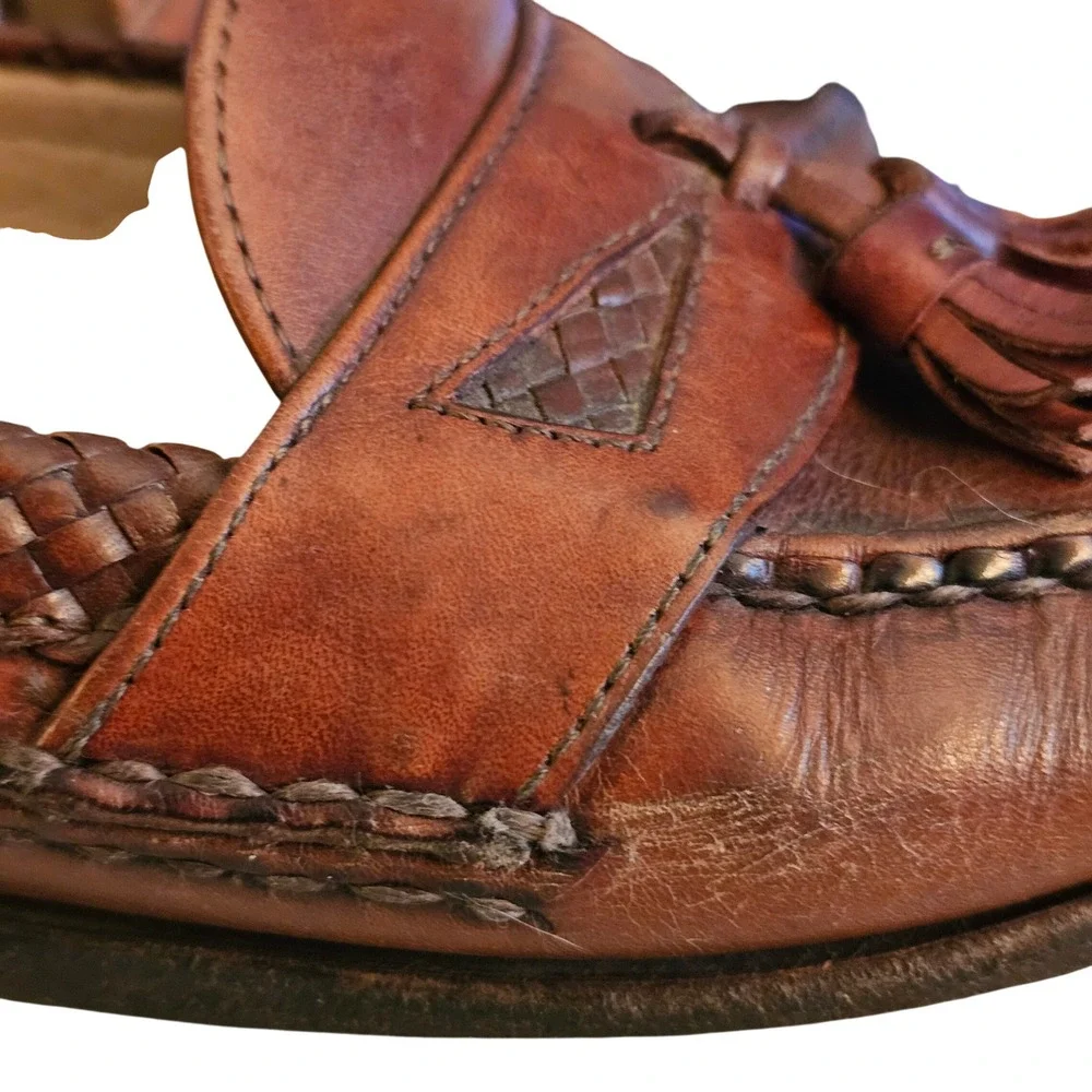Allen Edmonds Maxfield Brown Leather Woven Tassel Loafers Mens 10‎ D 6550 USA